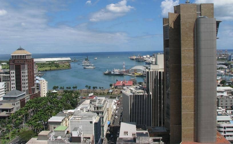 Cityscape overlooking sea