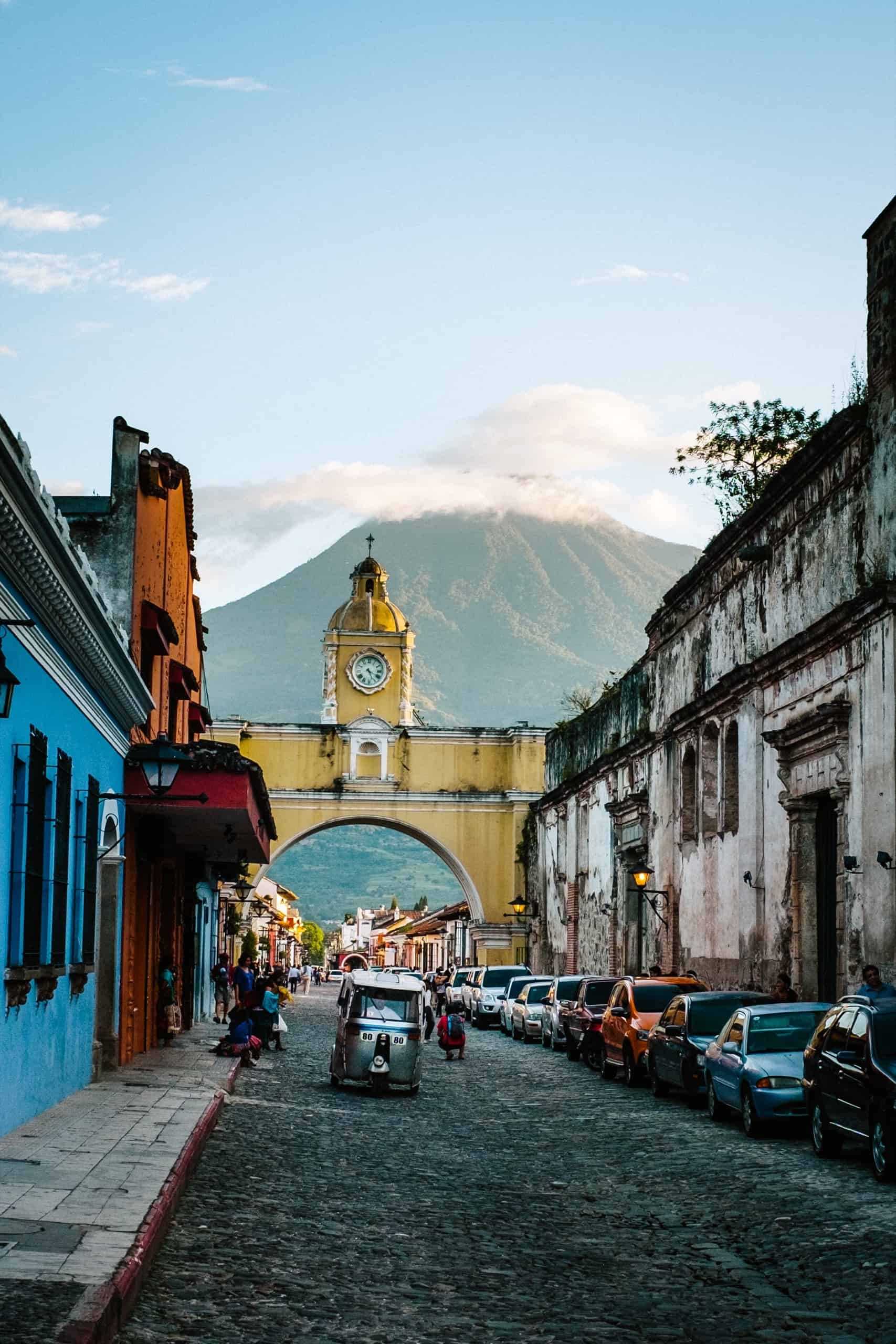 Clock tower in Guatemalan city center