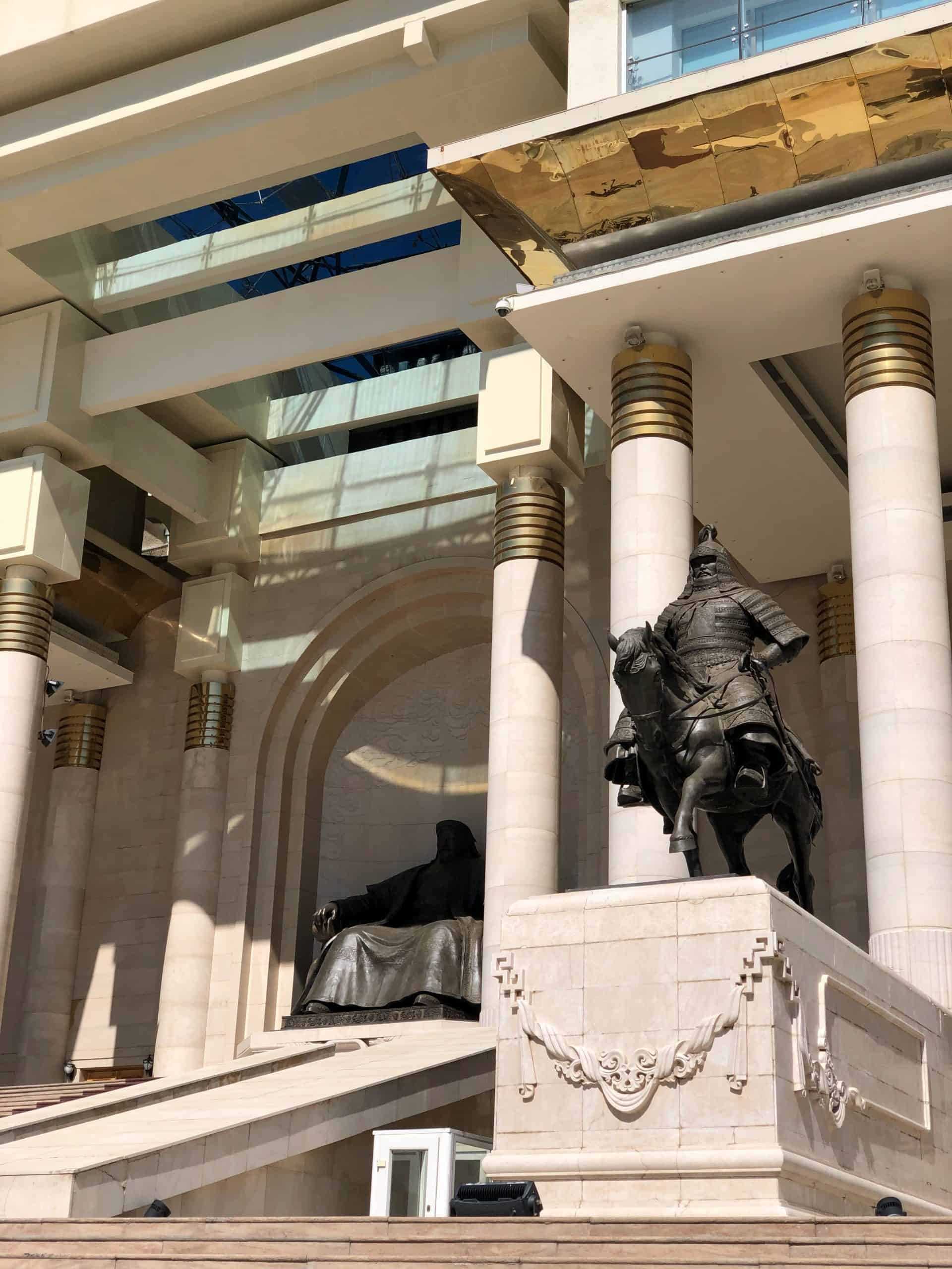 Building and statues in Mongolia