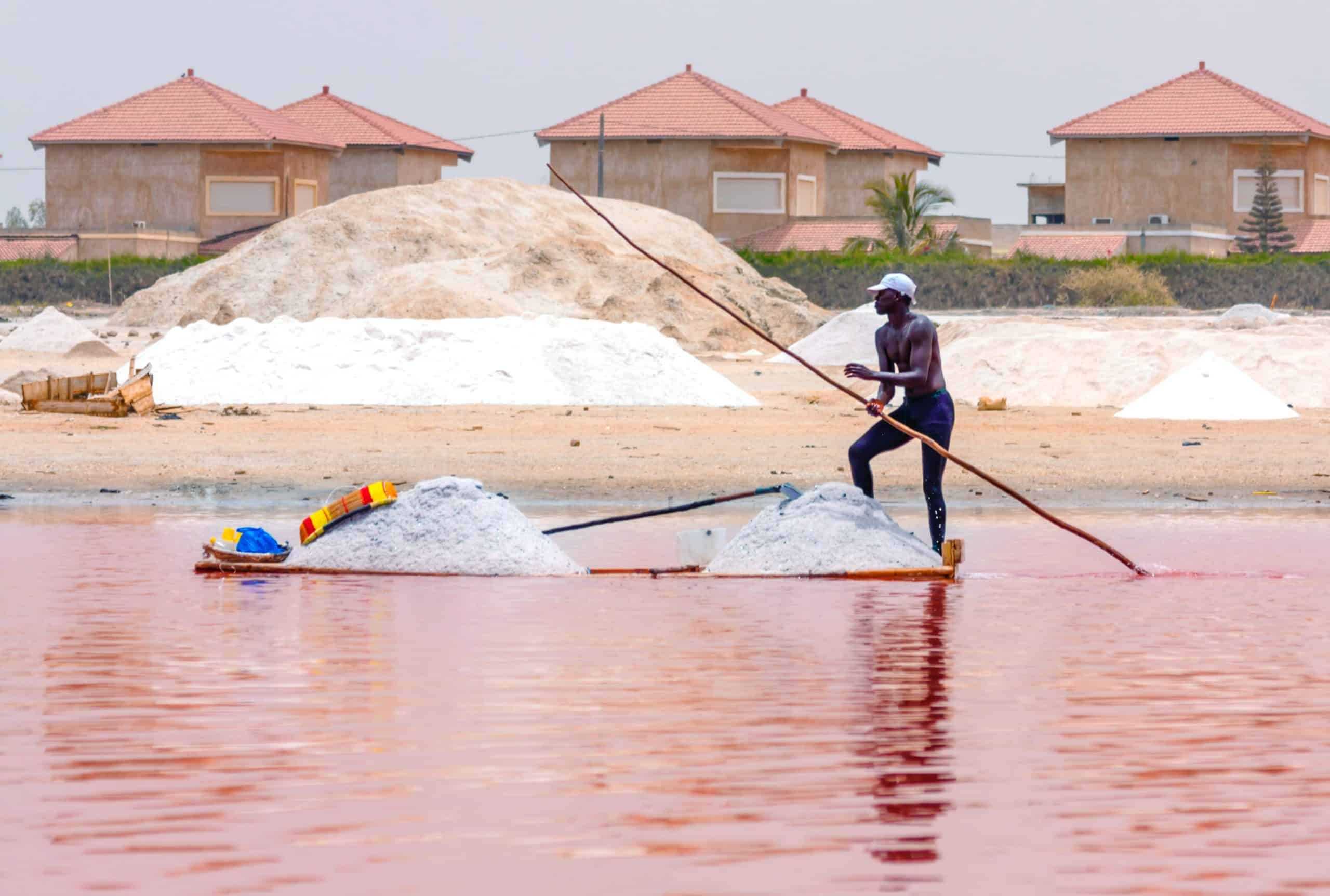 Man rowing boat in Senegal