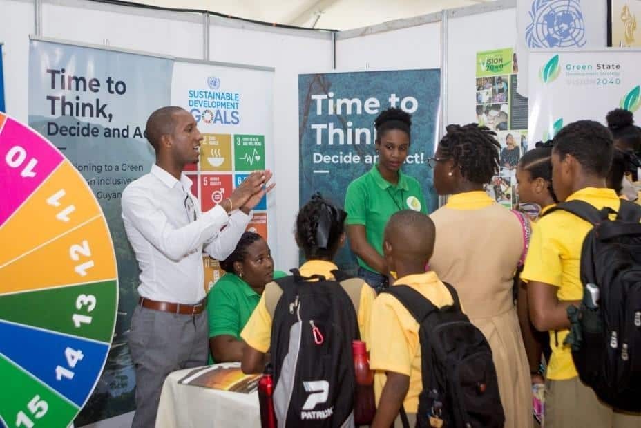 People at an information fair