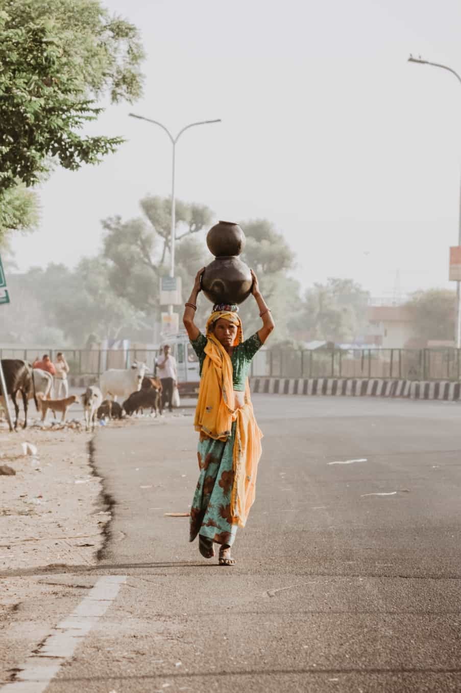 Woman walking down the street