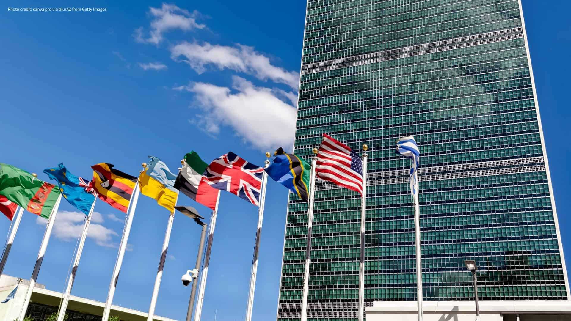 Flags at the UN quarters in NY