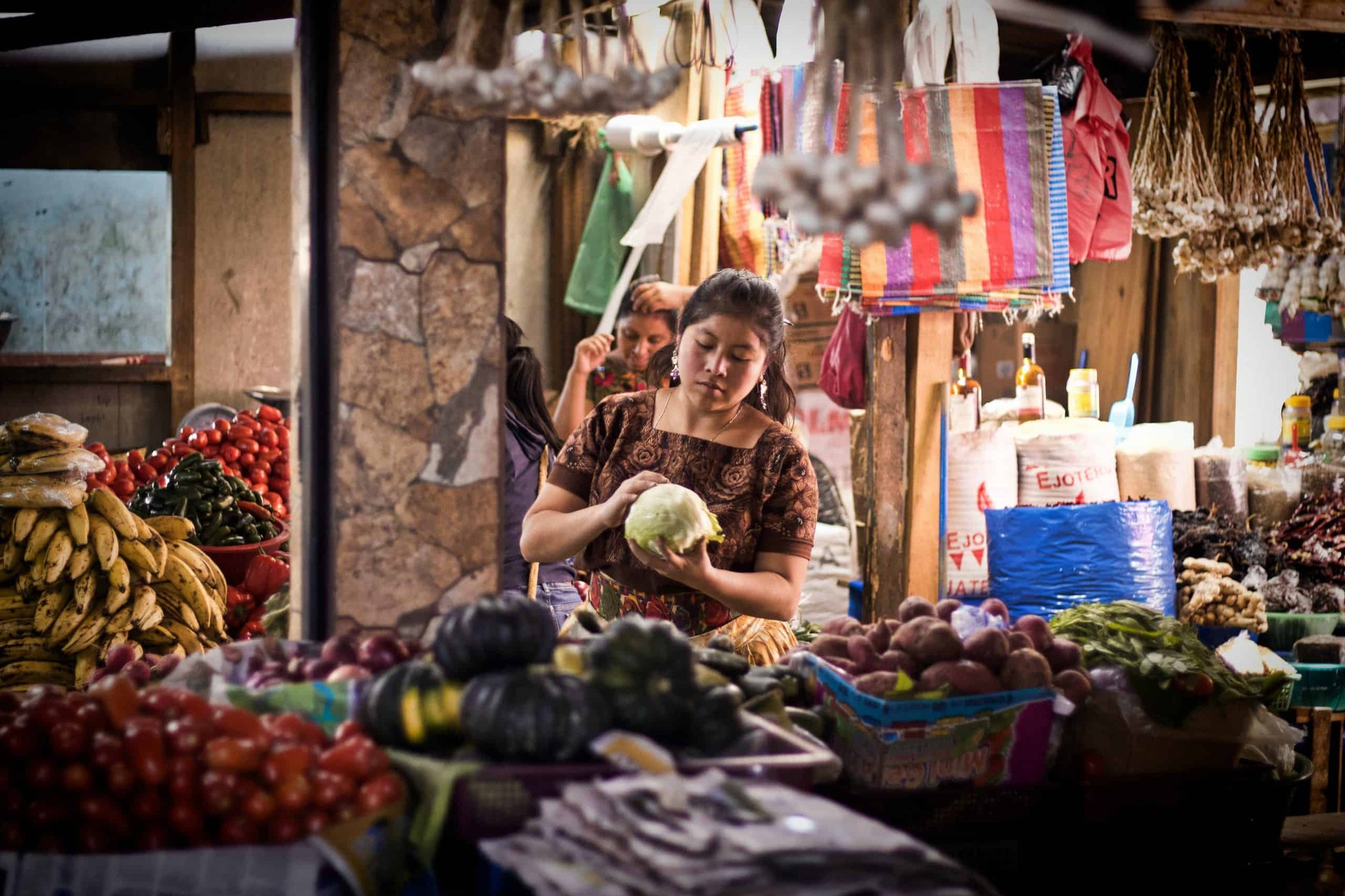 Woman at fruit market in Guatemala
