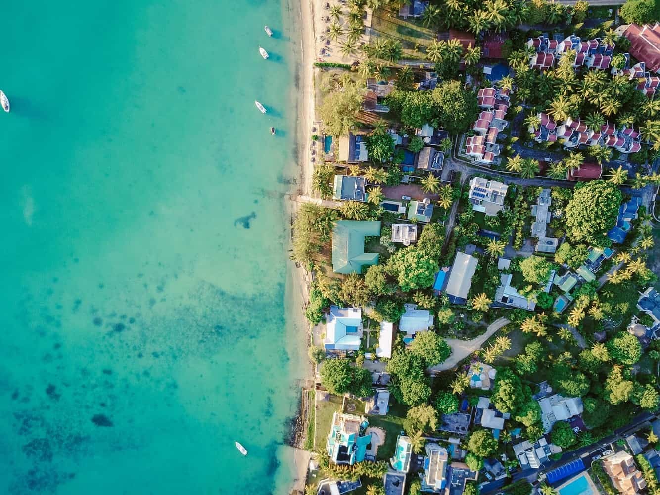 Aerial view of city on coastline